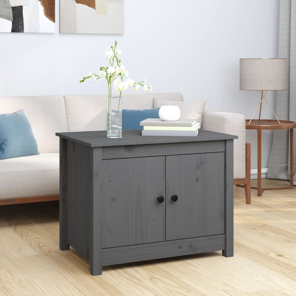 vidaXL Tavolino da Salotto Grigio 71x49x55cm in Legno Massello di Pino