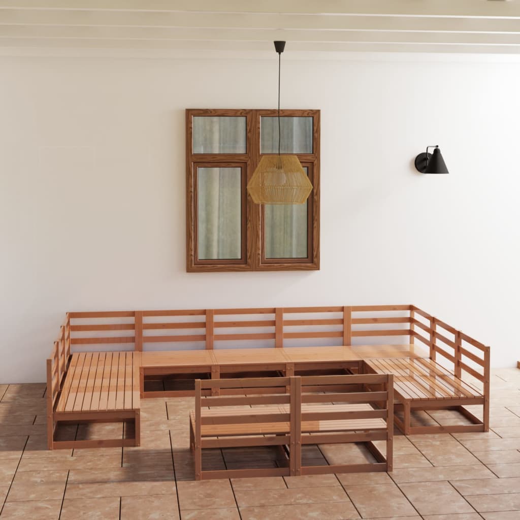 vidaXL Set Divani da Giardino 11 pz in Legno Massello di Pino