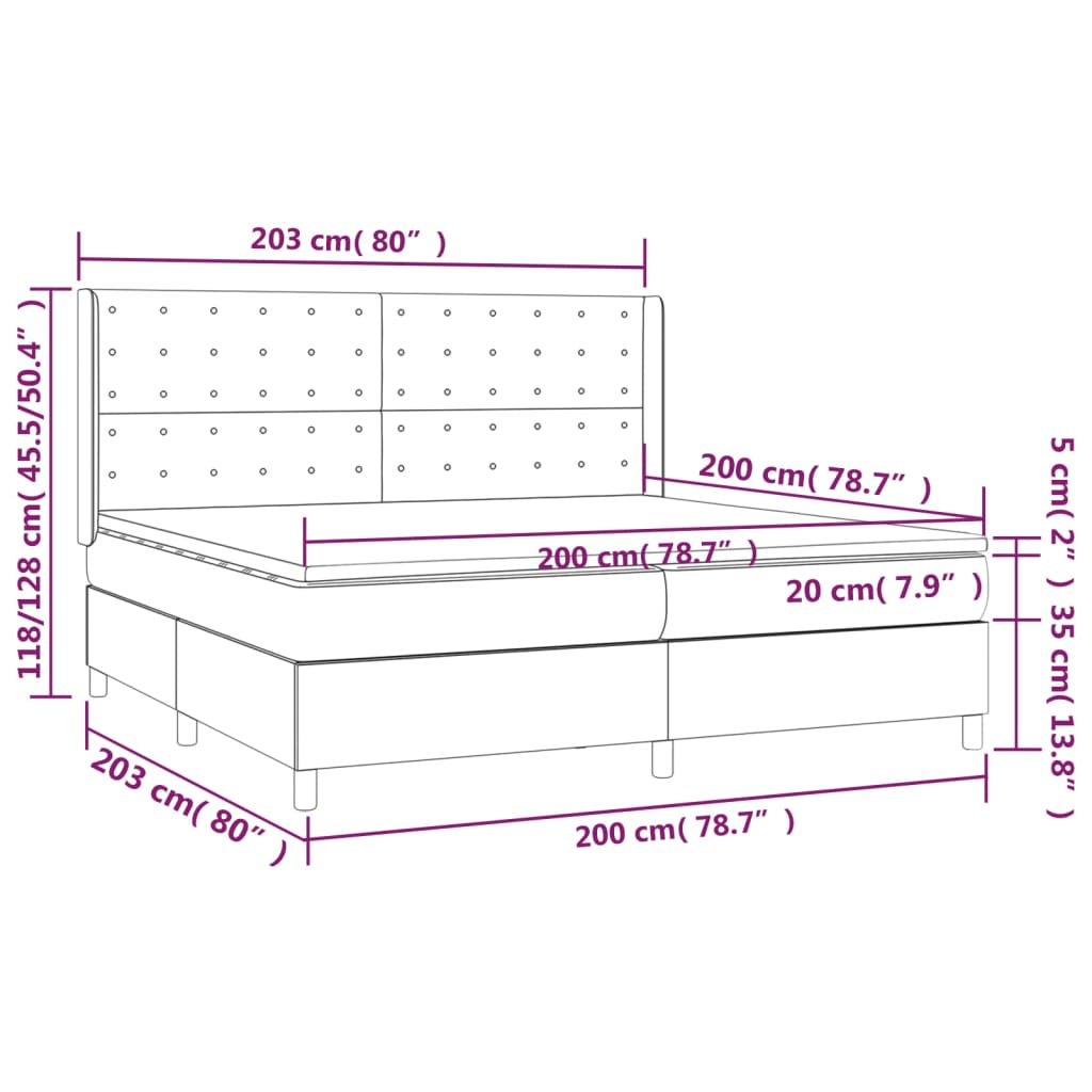 vidaXL Giroletto a Molle con Materasso Blu 200x200 cm in Tessuto