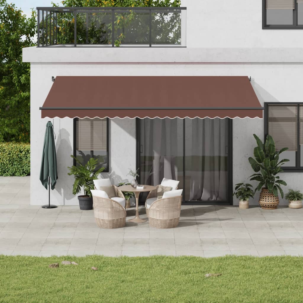 vidaXL Tenda da Sole Retrattile Manuale Marrone 500x350 cm