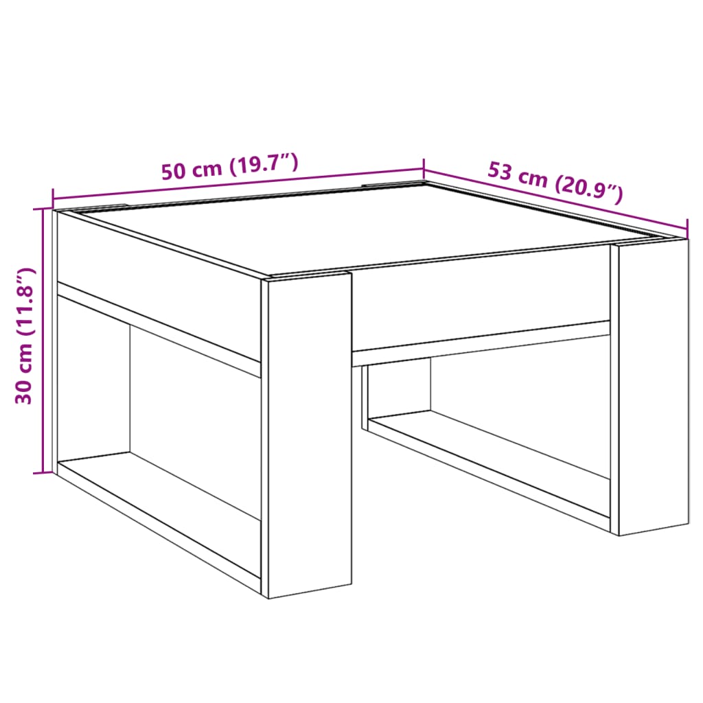 vidaXL Tavolino da Salotto con LED Infinity Grigio Sonoma 50x53x30 cm