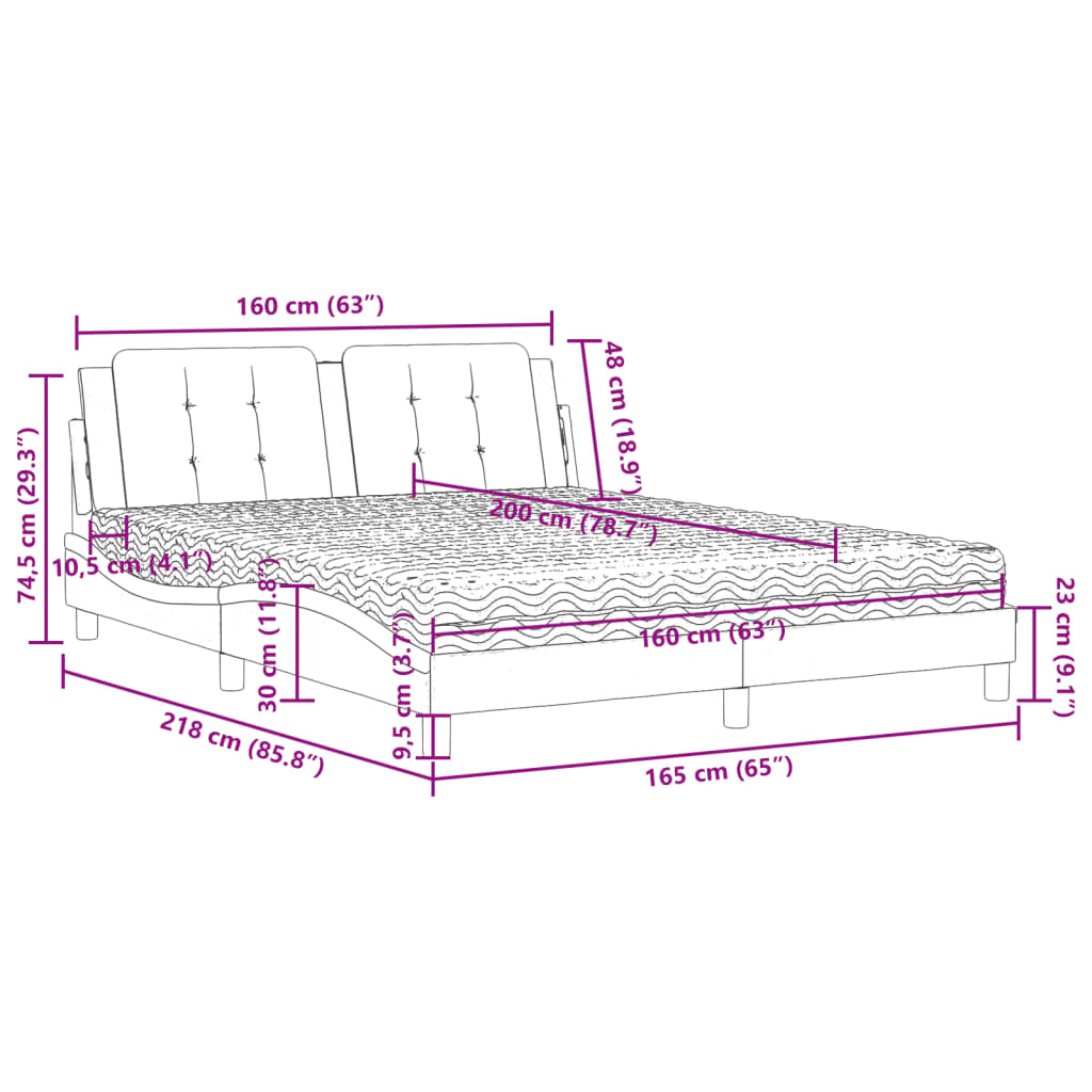 vidaXL Letto con Materasso Marrone 160x200cm in Similpelle