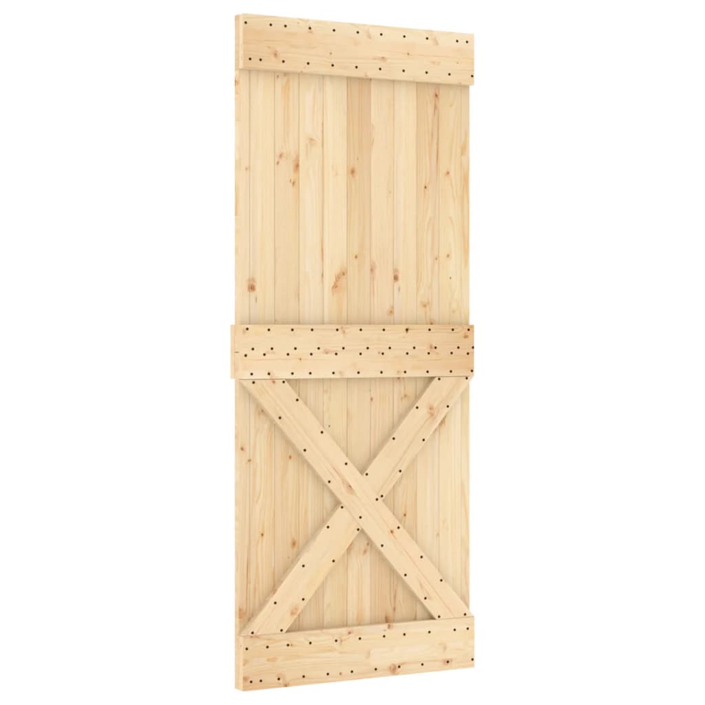 vidaXL Porta Scorrevole con Set Hardware 85x210 cm Legno Massello Pino