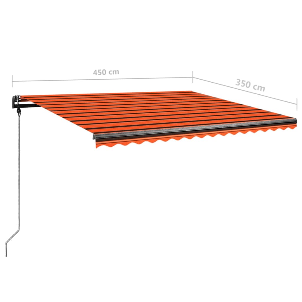 vidaXL Tenda da Sole Retrattile Manuale LED 450x350 cm Arancio Marrone