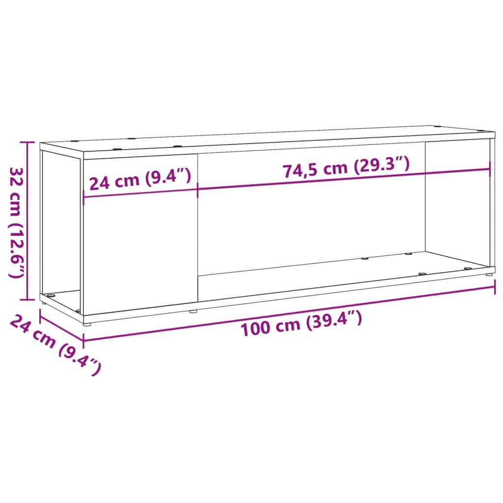 vidaXL Mobile TV Rovere Artigianale 100x24x32 cm in Legno Multistrato