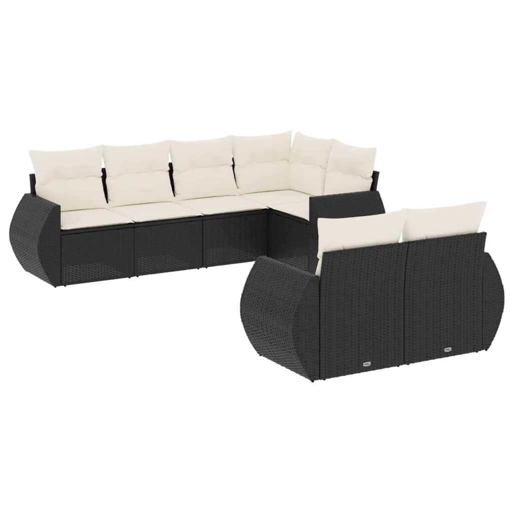 vidaXL Set Divani da Giardino con Cuscini 7pz Nero Polyrattan