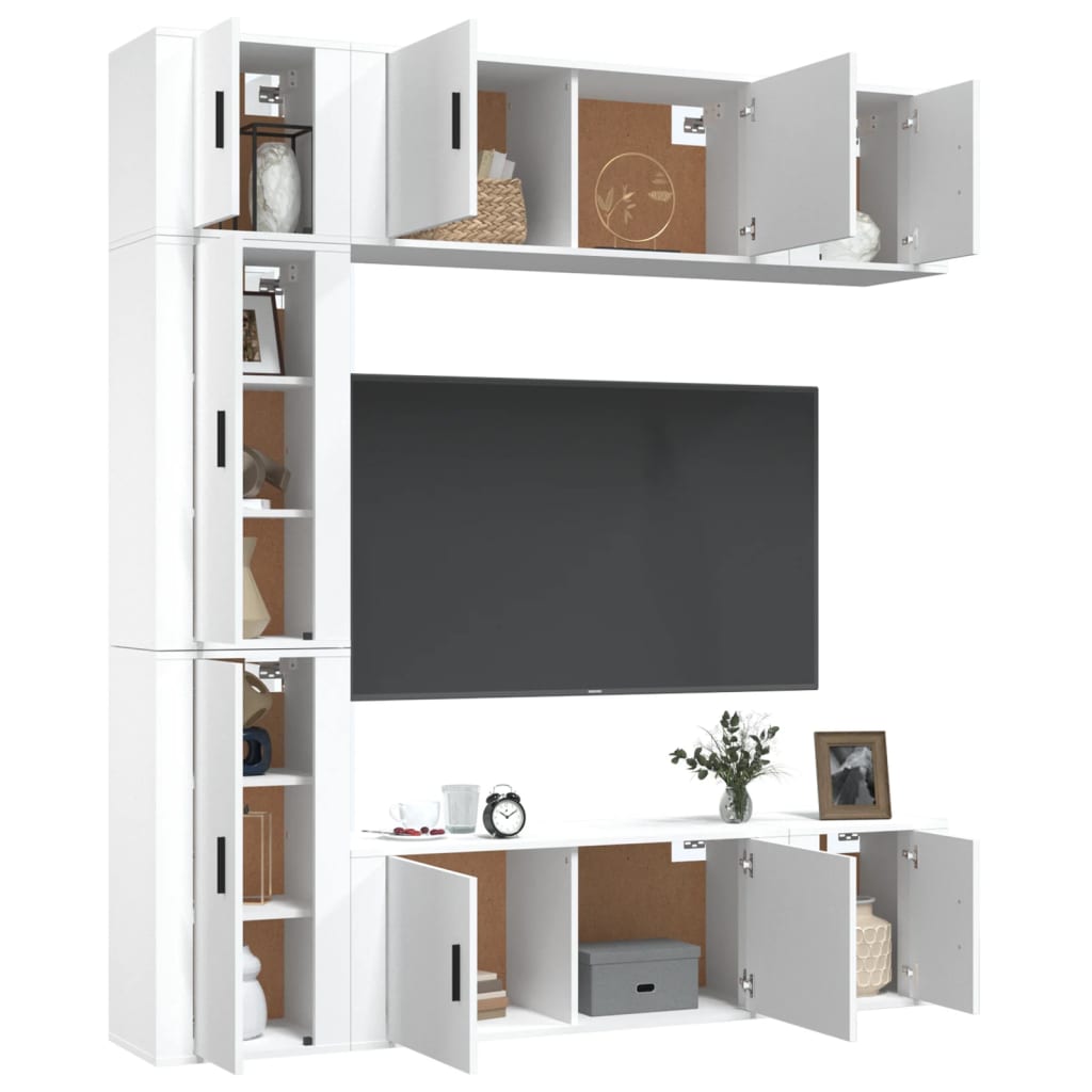 vidaXL Set di Mobili Porta TV 7 pz Bianco in Legno Multistrato