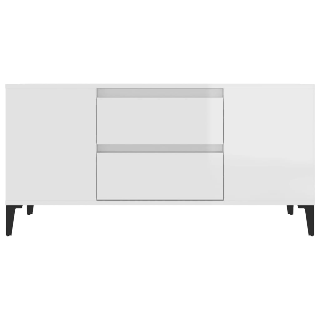 vidaXL Mobile Porta TV Bianco Lucido 102x44,5x50 cm Legno Multistrato