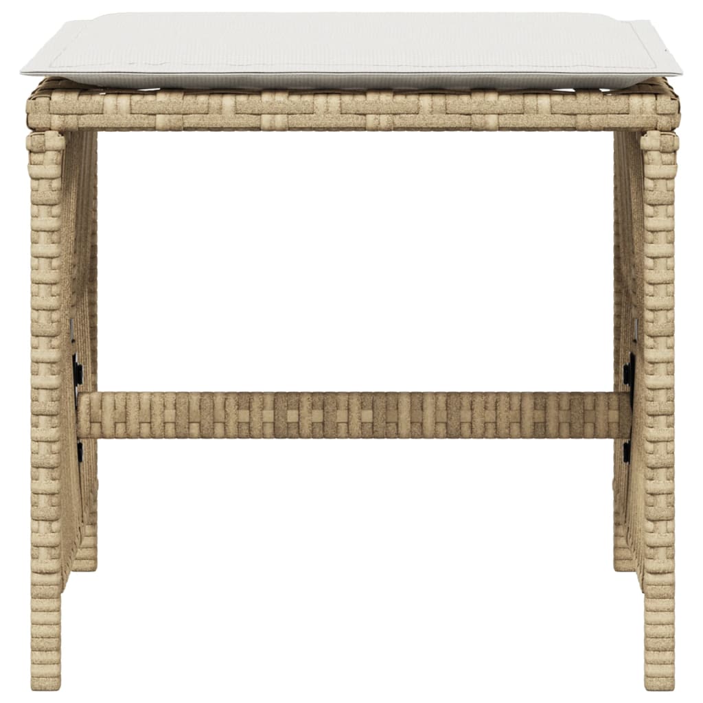 vidaXL Sgabelli Giardino con Cuscini 4pz Beige 41x41x36cm Polyrattan