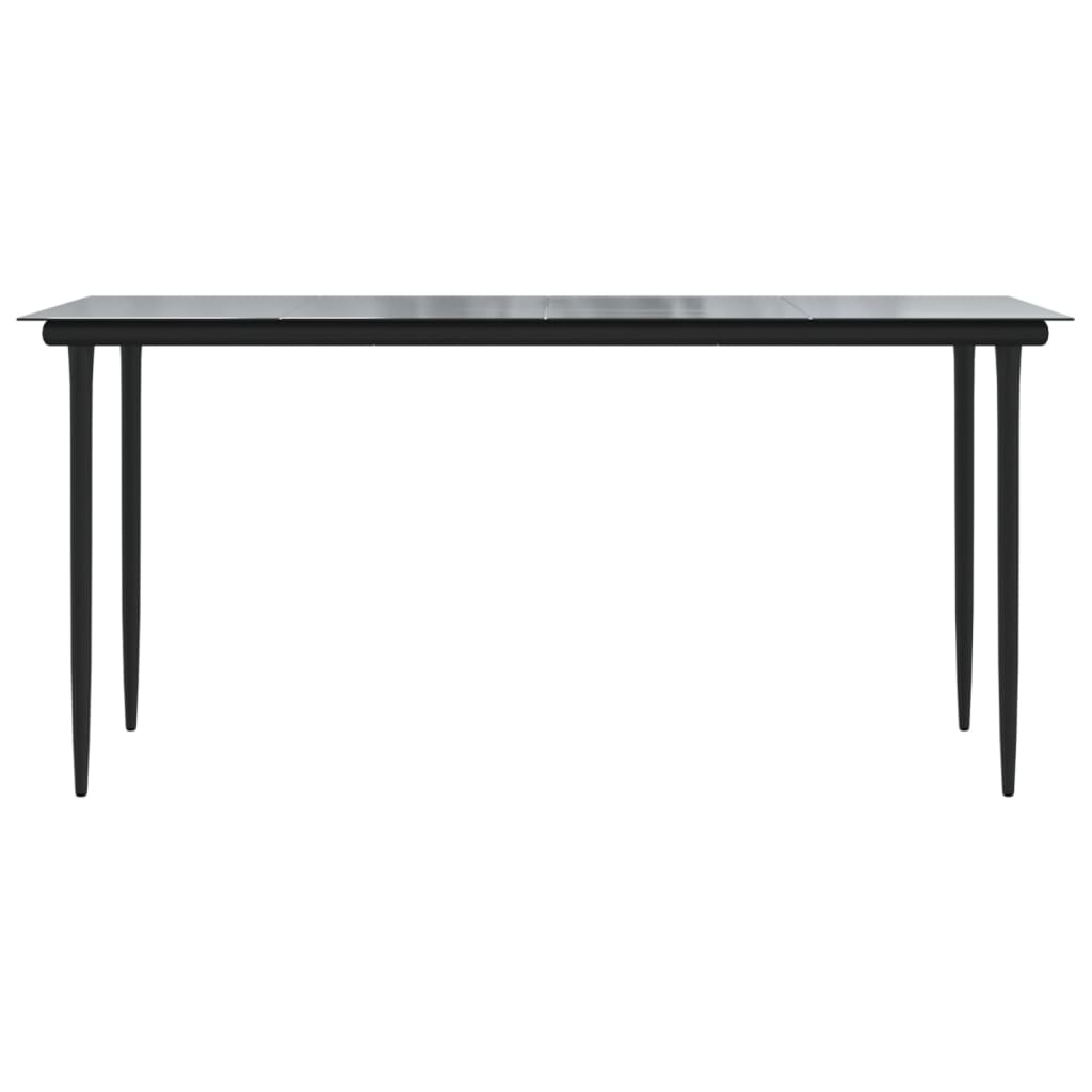 vidaXL Tavolo Pranzo Giardino Nero 160x80x74 Acciaio e Vetro Temperato