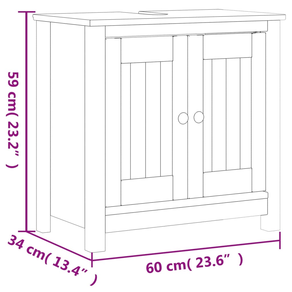 vidaXL Set Mobili da Bagno 3 pz BERG Nero in Legno Massello di Pino