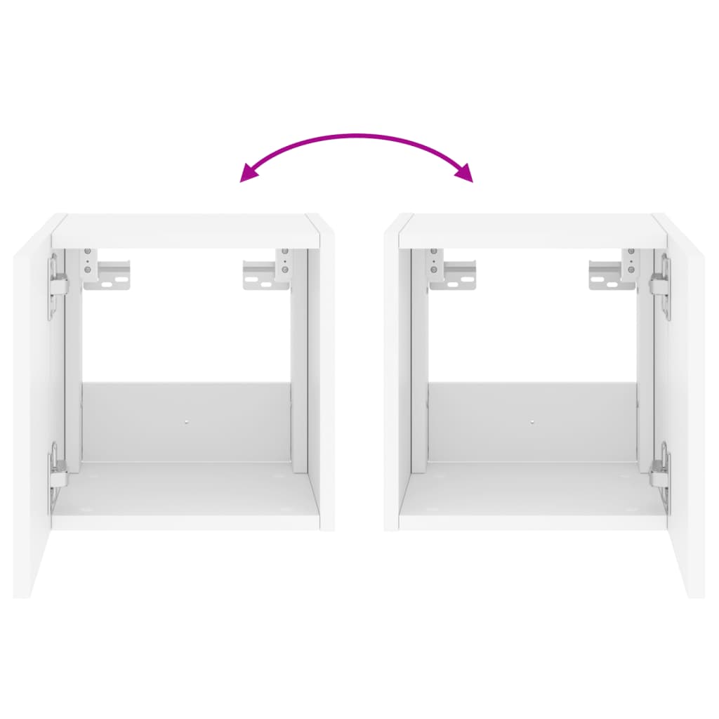 vidaXL Mobili TV a Parete con Luci LED 2pz Bianchi 30,5x35x30 cm