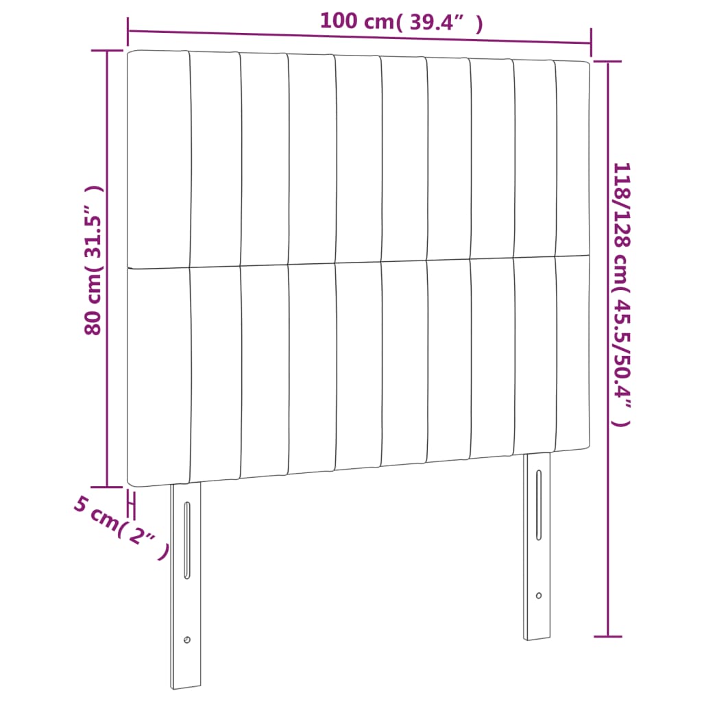 vidaXL Testiera a LED Grigio Chiaro 100x5x118/128 cm in Velluto