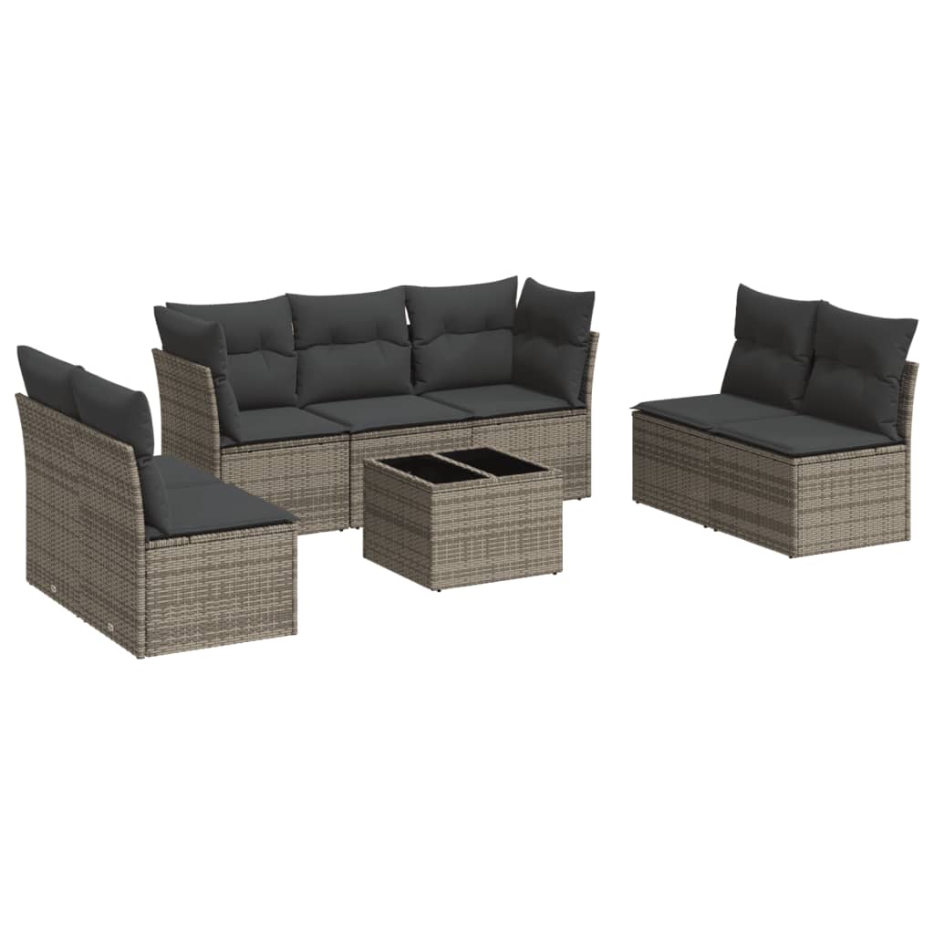 vidaXL Set Divano da Giardino 8 pz con Cuscini Grigio in Polyrattan