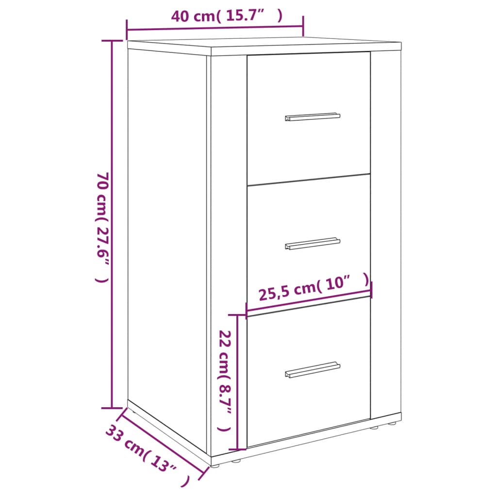 vidaXL Credenza Grigio Cemento 40x33x70 cm in Legno Multistrato