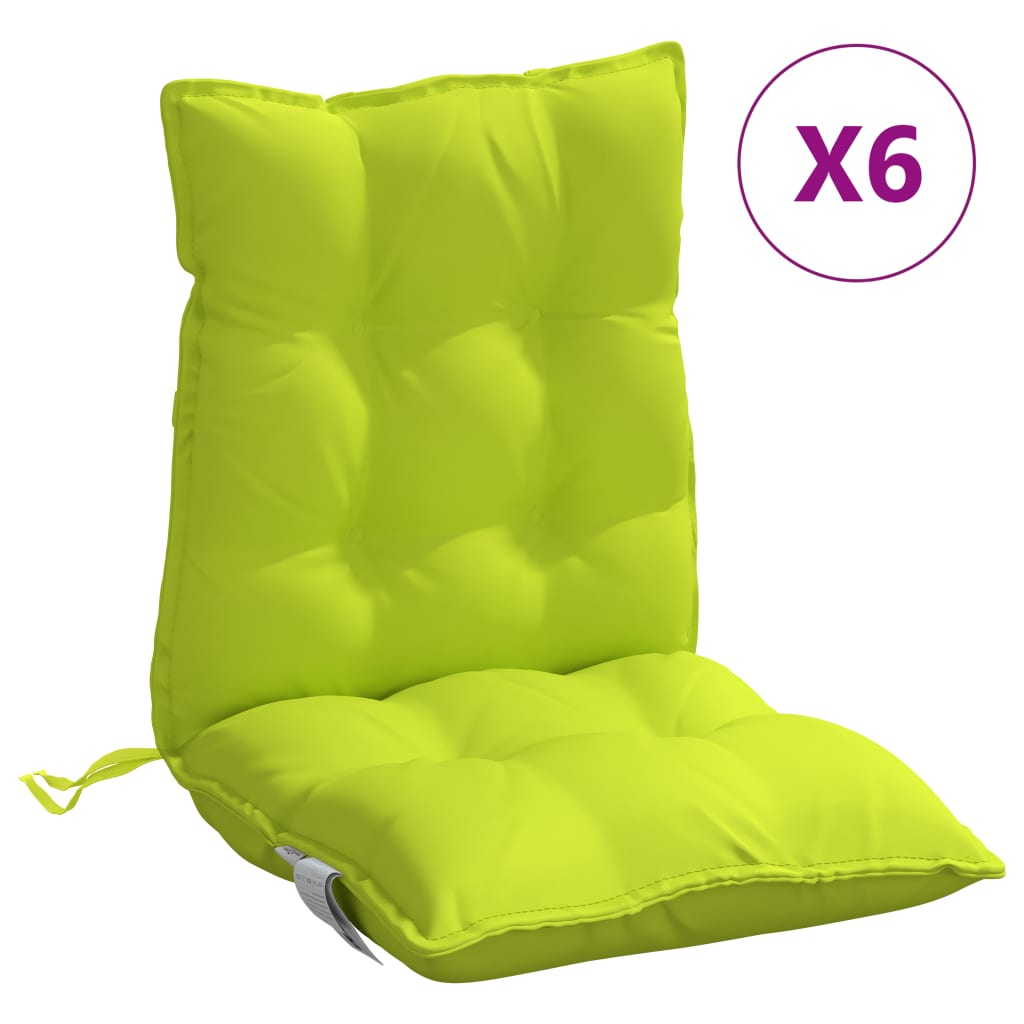 vidaXL Cuscini Sedia Schienale Basso 6 pz Verde Chiaro Tessuto Oxford