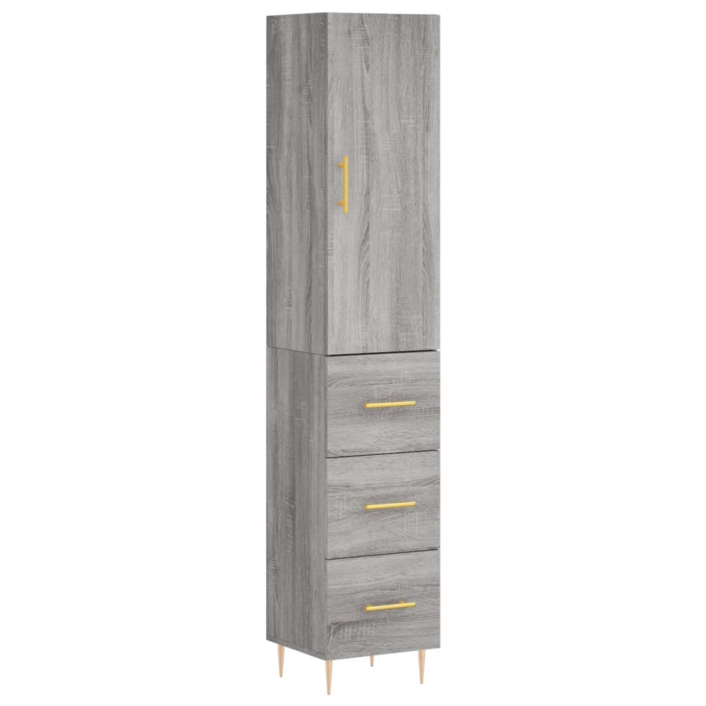 vidaXL Credenza Grigio Sonoma 34,5x34x180 cm in Legno Multistrato