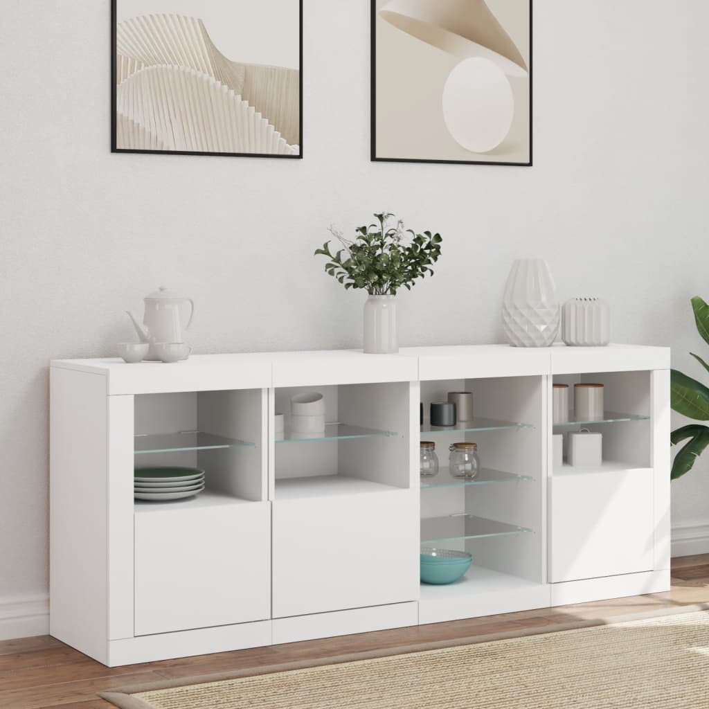 vidaXL Credenza con Luci LED Bianca 164x37x67 cm