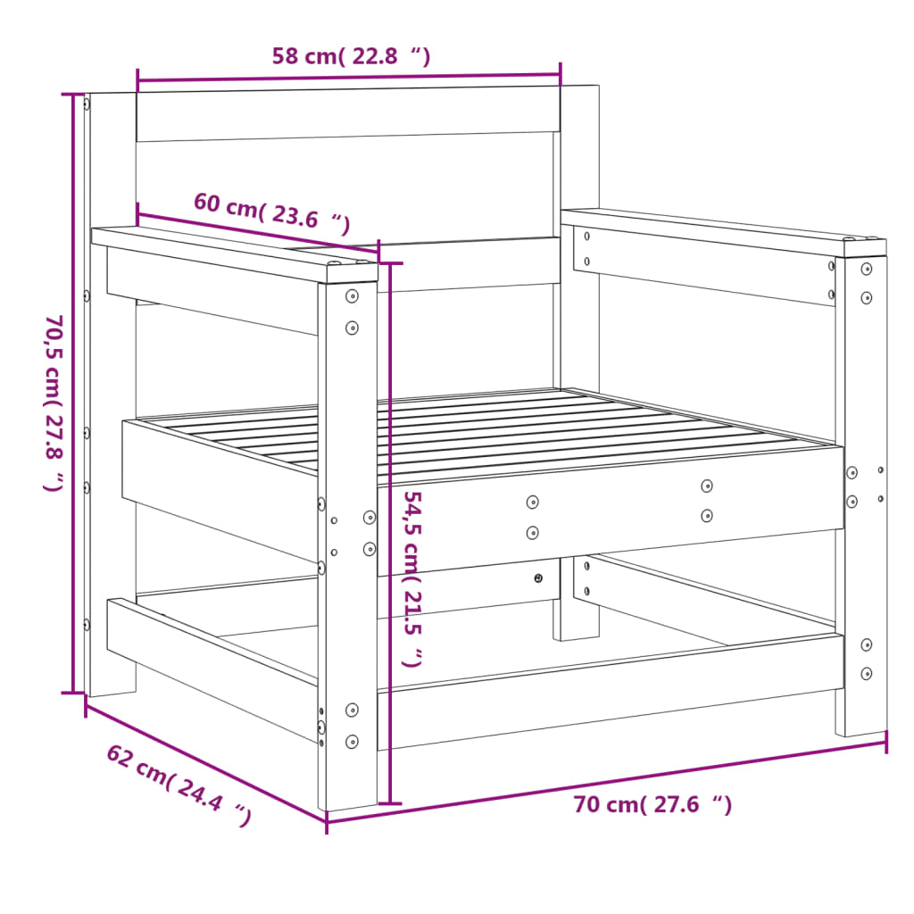 vidaXL Sedie da Giardino 2 pz in Legno di Pino Impregnato