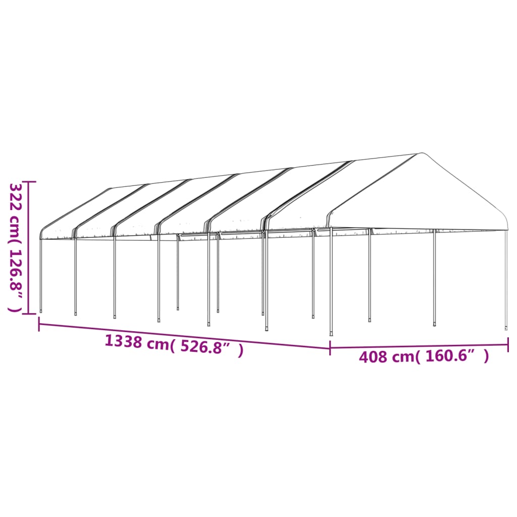 vidaXL Gazebo con Tetto Bianco 13,38x4,08x3,22 m in Polietilene