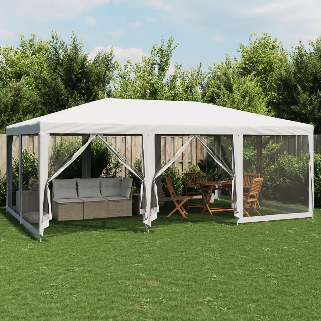 vidaXL Tenda per Feste con 10 Pareti Laterali in Rete Bianca 6x4m HDPE