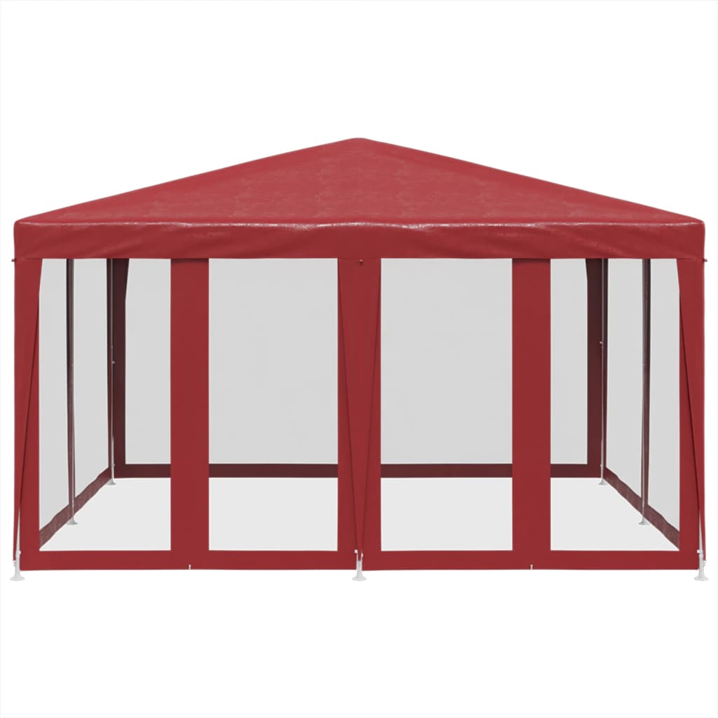 vidaXL Tenda per Feste con 8 Pareti Laterali in Rete Rossa 4x4 m HDPE