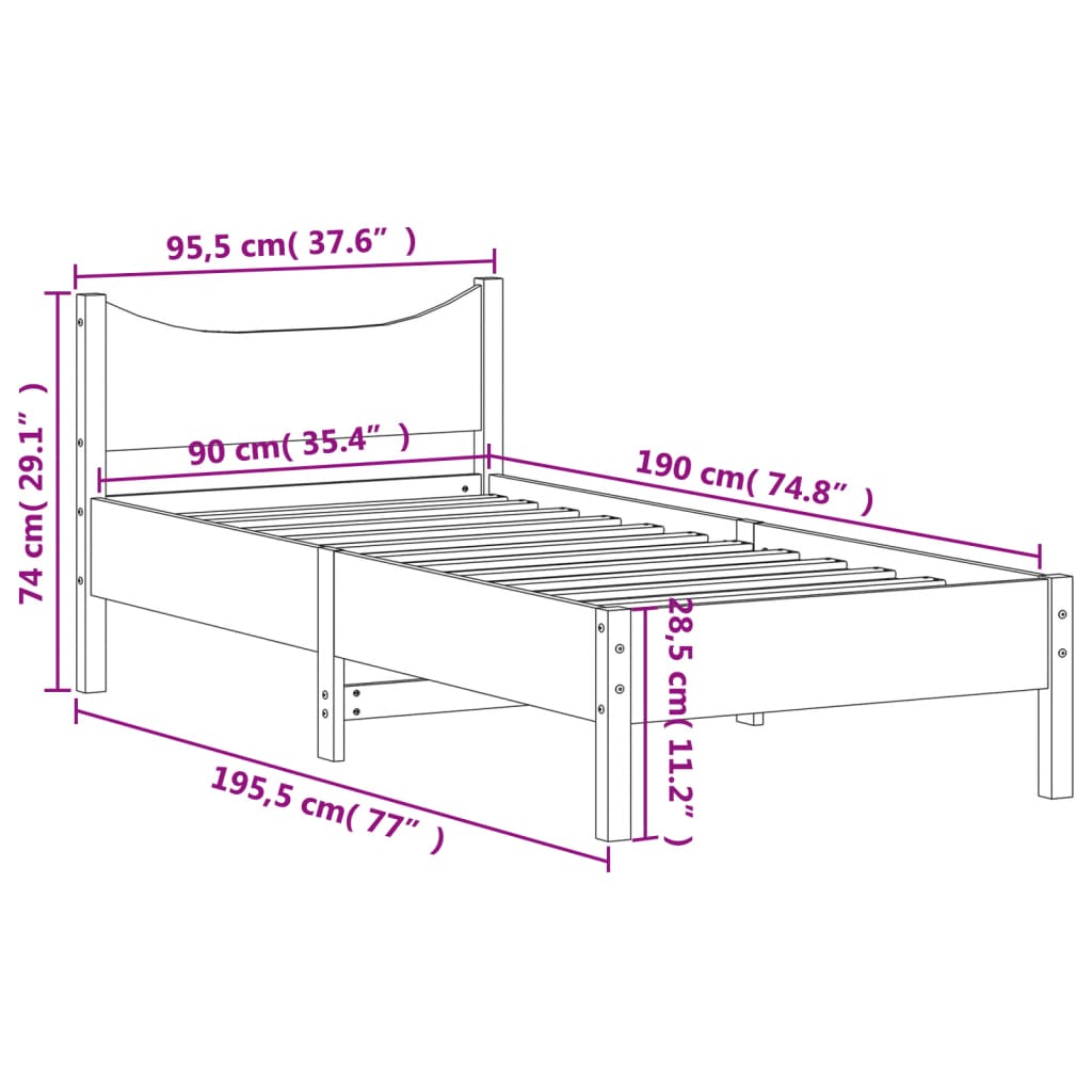 vidaXL Letto senza Materasso Marrone Cera 90x190 cm in Legno di Pino