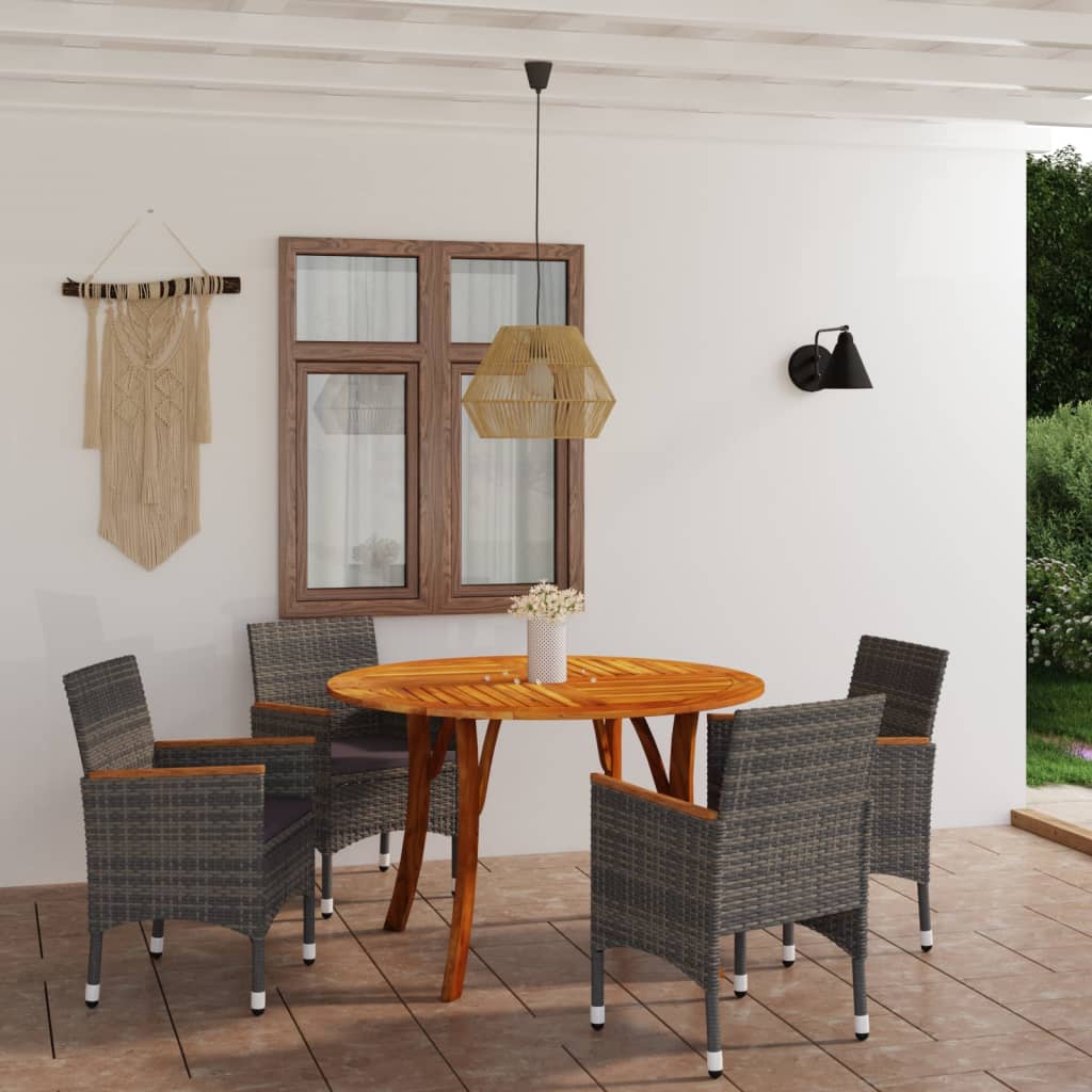 vidaXL Set Mobili da Pranzo per Giardino 5 pz Grigio