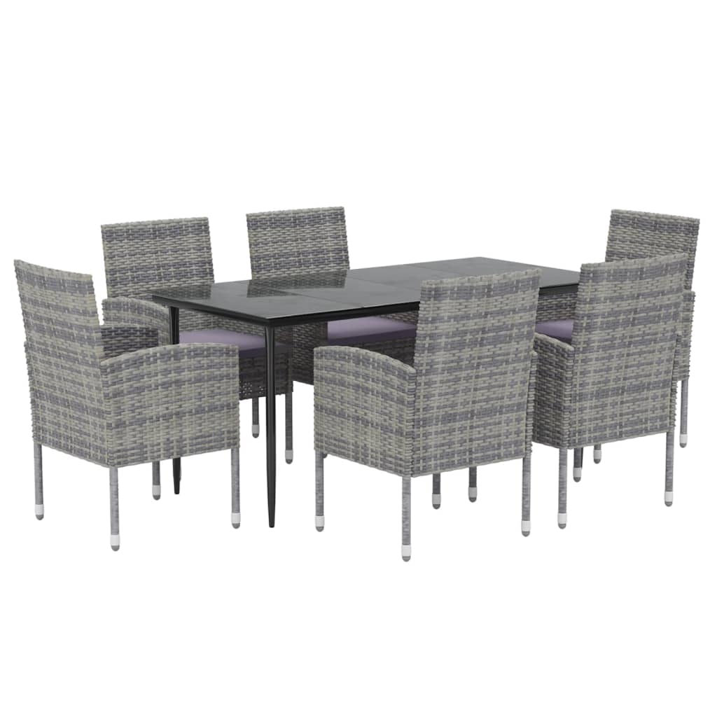 vidaXL Set da Pranzo da Giardino 7 pz Antracite con Cuscini Polyrattan