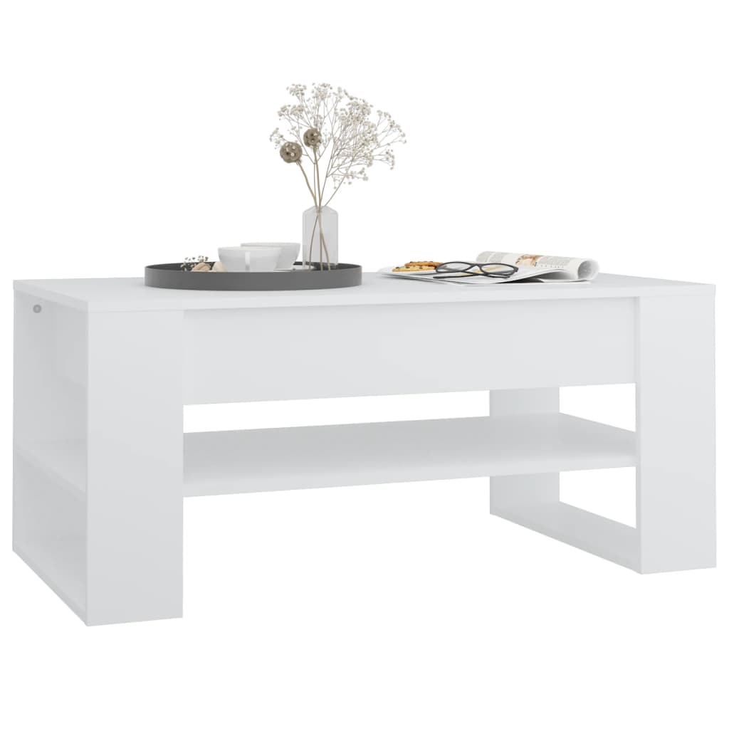 vidaXL Tavolino da Salotto Bianco 102x55x45 cm in Legno Multistrato