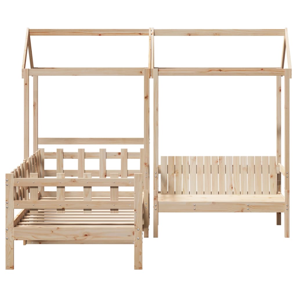 vidaXL Set Dormeuse e Panca con Tetto 90x200cm Legno Massello di Pino