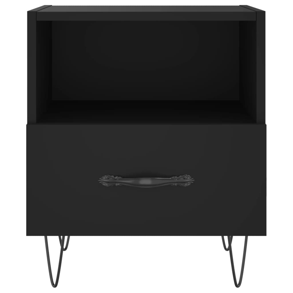 vidaXL Comodino Nero 40x35x47,5 cm in Legno Multistrato