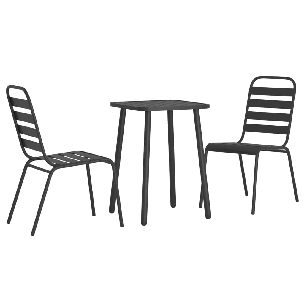 vidaXL Set da Pranzo da Giardino 3 pz in Acciaio Antracite