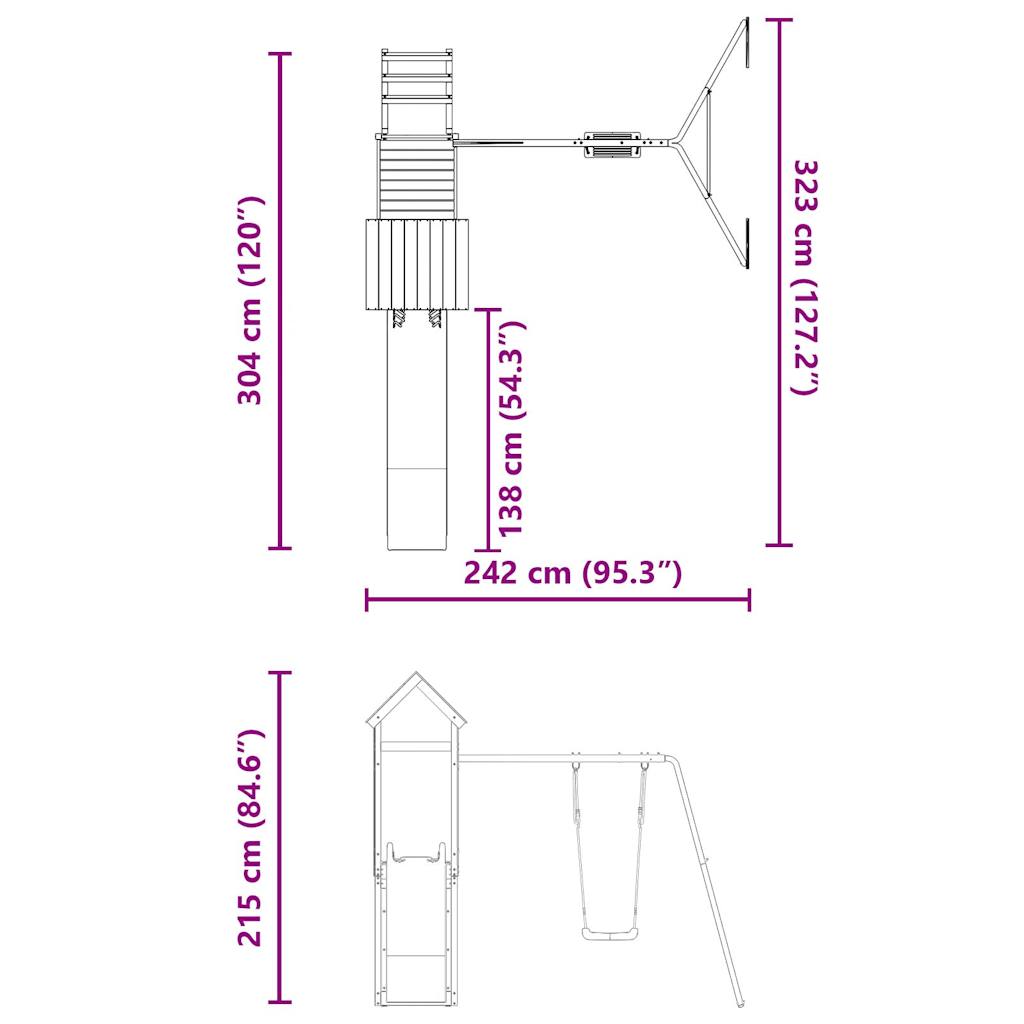 vidaXL Set da Gioco da Esterno in Legno di Pino Impregnato