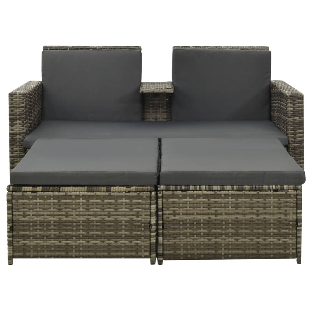 vidaXL Set Divani da Giardino 3 pz con Cuscini in Polyrattan Grigio