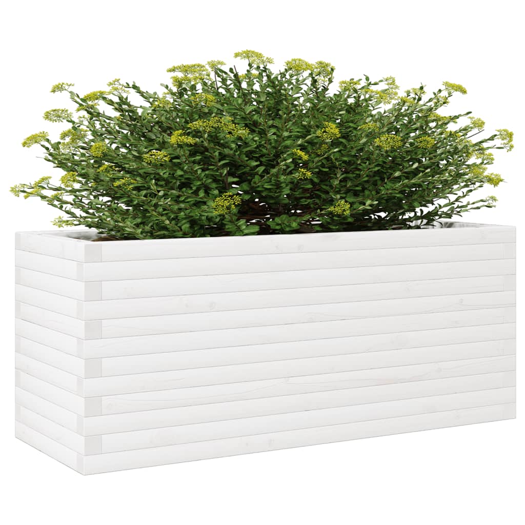 vidaXL Fioriera da Giardino Bianca 110x40x46 cm Legno Massello di Pino