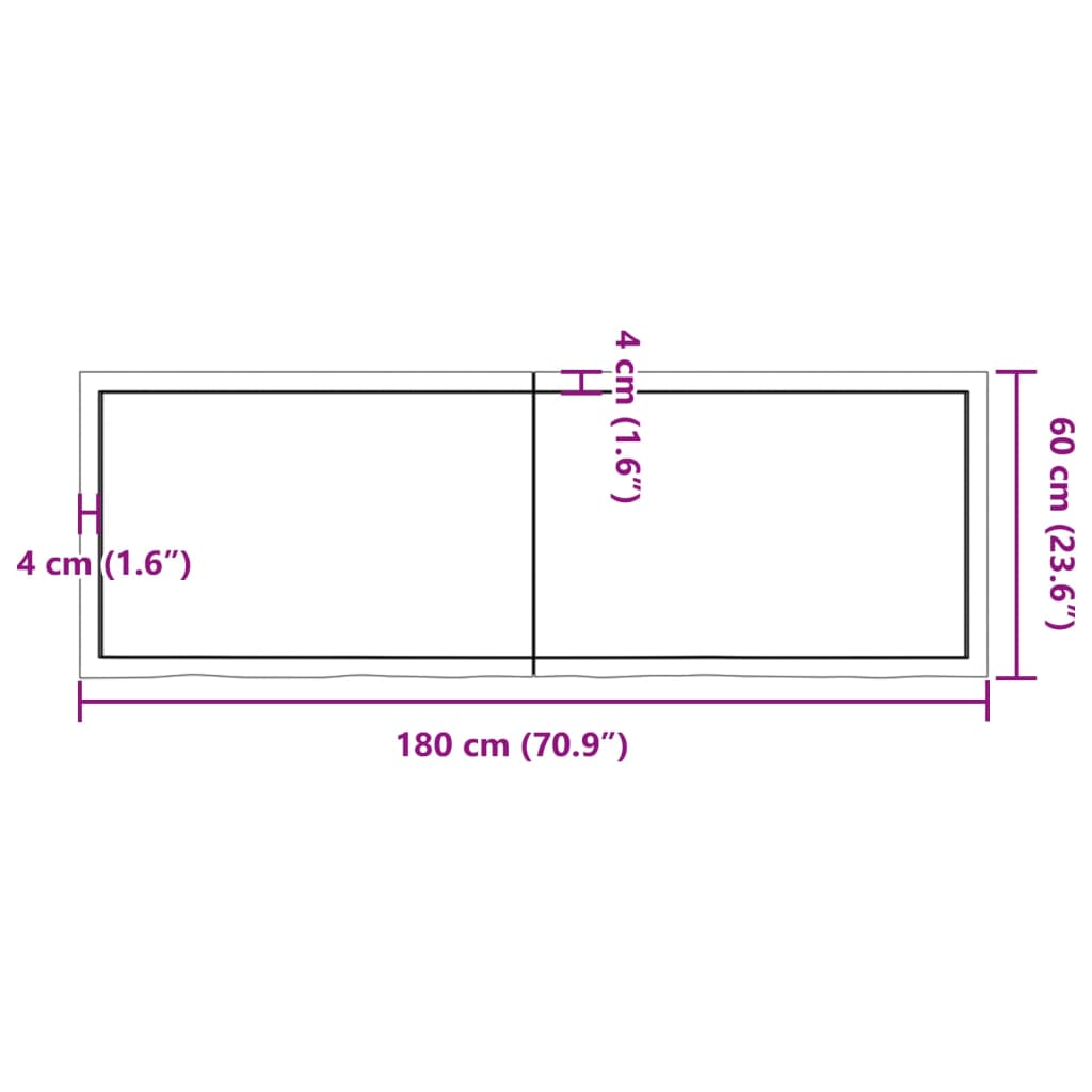 vidaXL Ripiano a Parete 180x60x(2-6) cm Massello Rovere Non Trattato