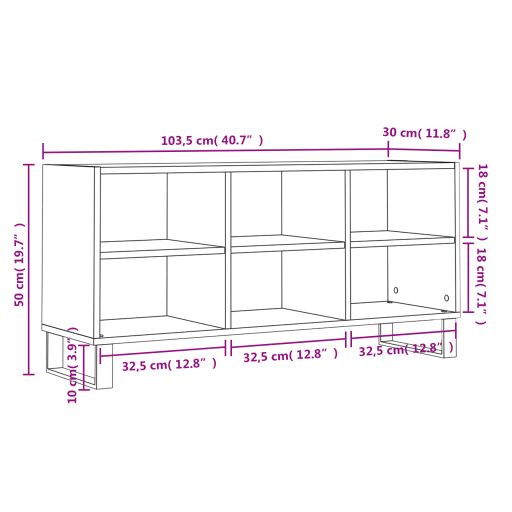 vidaXL Mobile per TV Grigio Cemento 103,5x30x50 cm Legno Multistrato