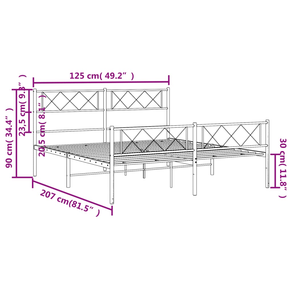 vidaXL Giroletto con Testiera e Pediera Metallo Bianco 120x200 cm