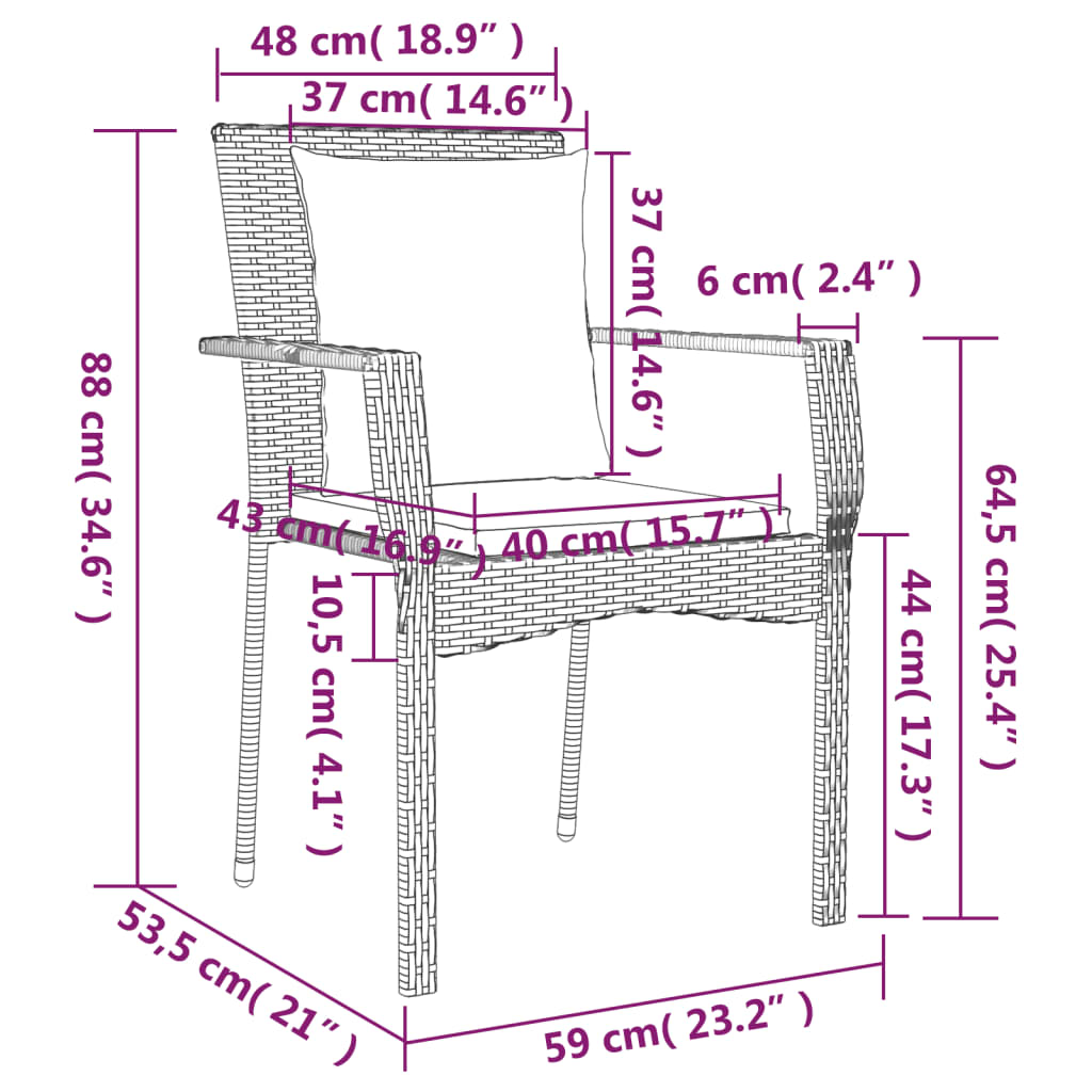 vidaXL Set da Pranzo da Giardino 9 pz con Cuscini in Polyrattan Grigio