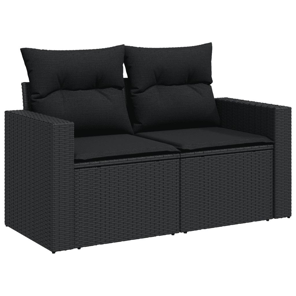 vidaXL Set Divani da Giardino 11 pz con Cuscini in Polyrattan Nero