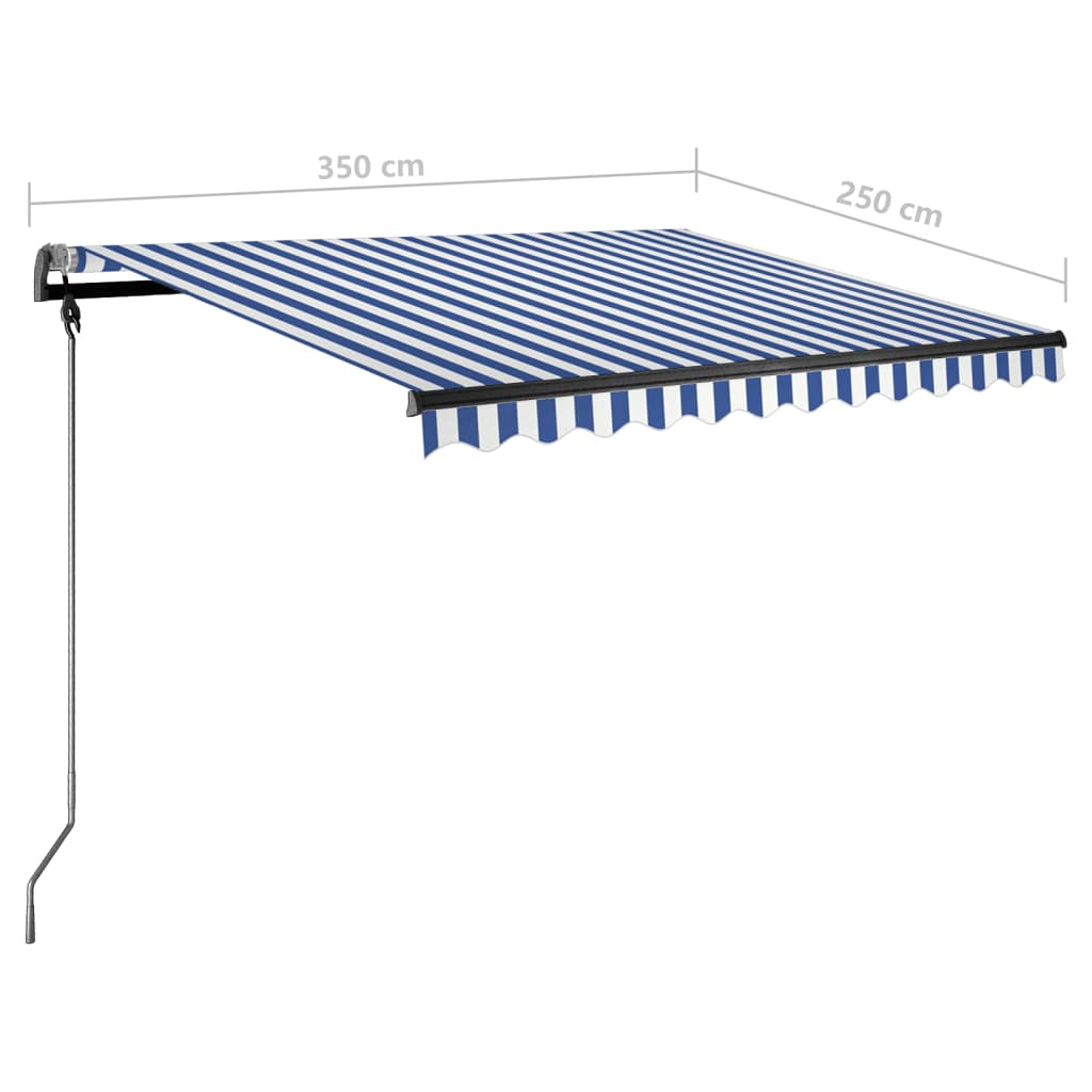 vidaXL Tenda da Sole Manuale Autoportante 350x250 cm Blu/Bianca