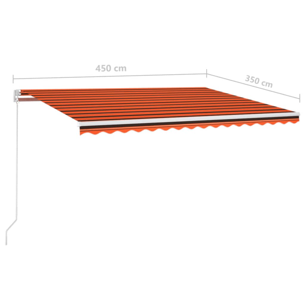 vidaXL Tenda da Sole Retrattile Manuale 450x350 cm Arancione e Marrone