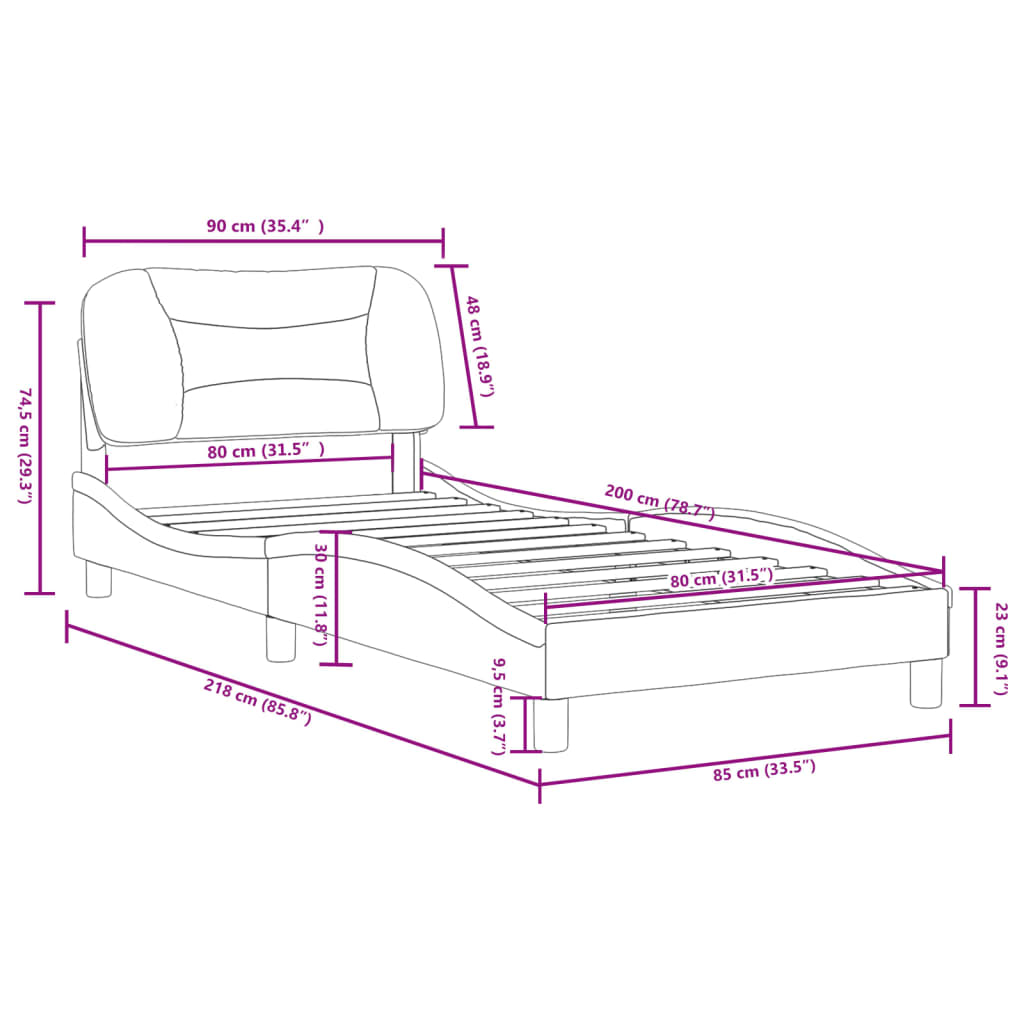 vidaXL Giroletto con Testiera Cappuccino 80x200 cm in Similpelle