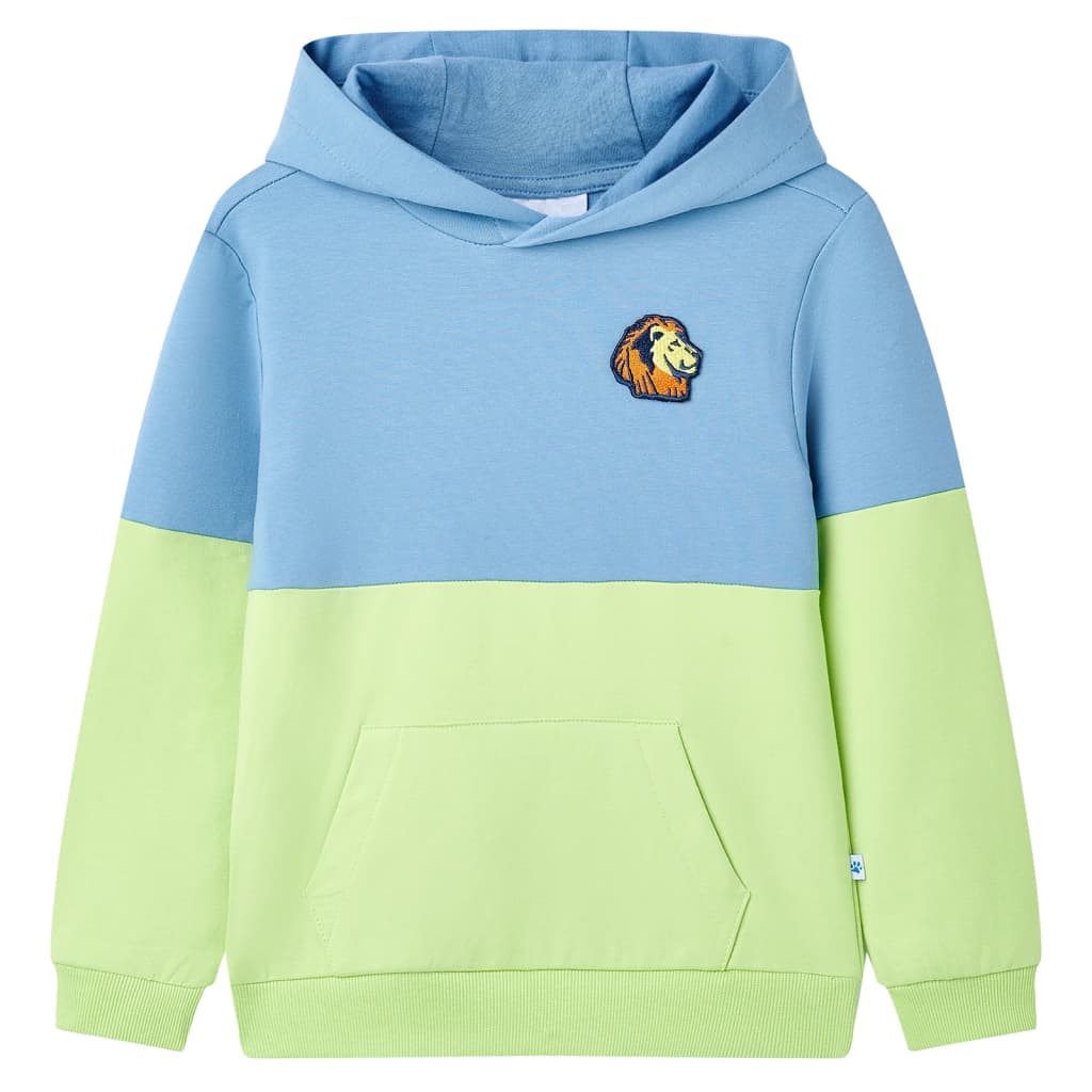 Felpa con Cappuccio per Bambini Blu e Giallo Tenue 140