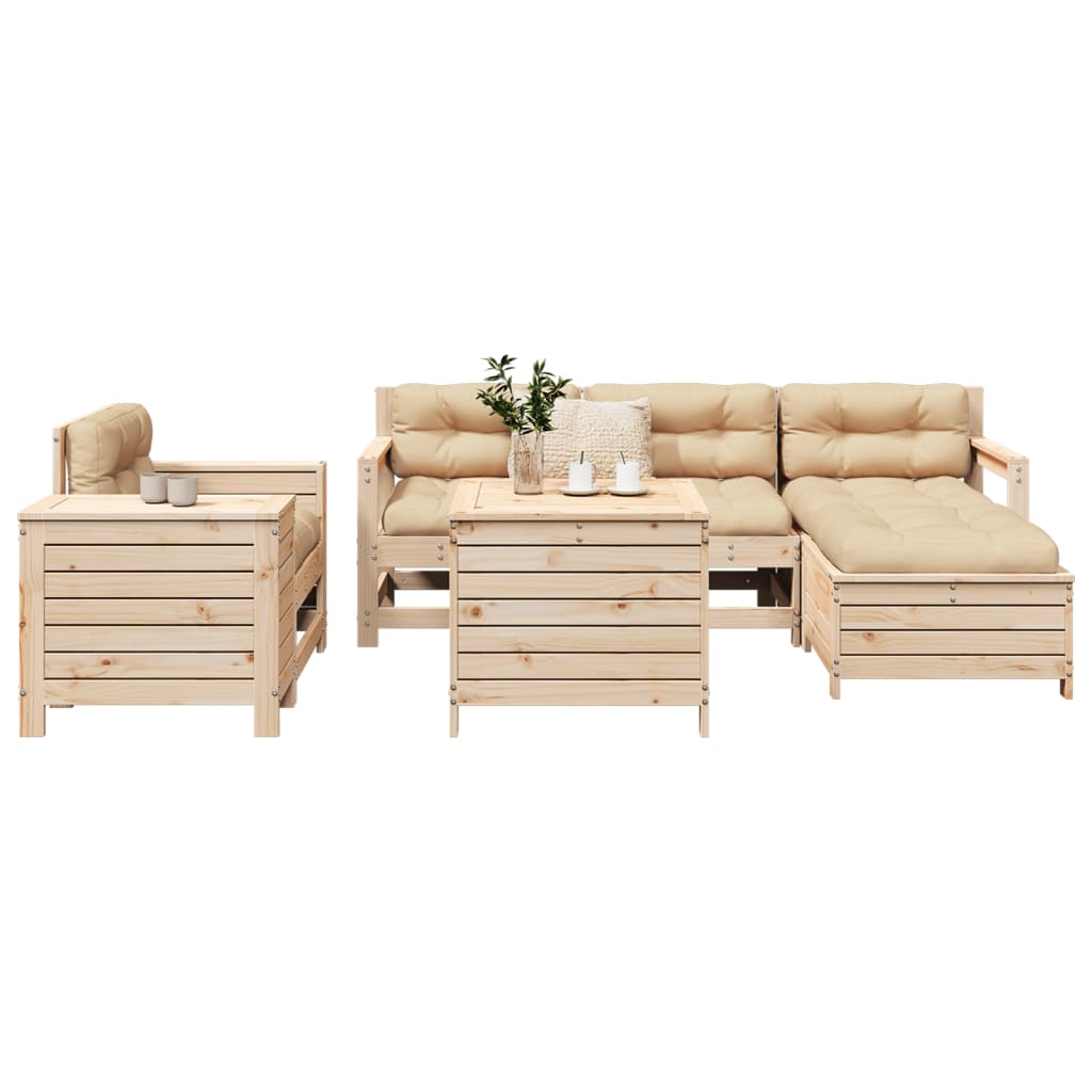 vidaXL Set Divani da Giardino 7 pz in Legno Massello di Pino