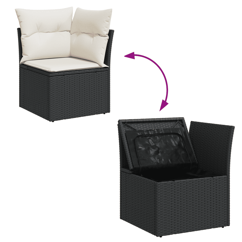 vidaXL Set Divani da Giardino con Cuscini 7pz Nero Polyrattan