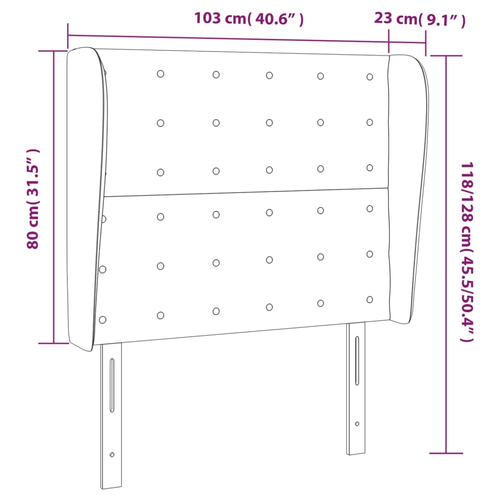 vidaXL Testiera ad Orecchio Nera 103x23x118/128 cm in Similpelle