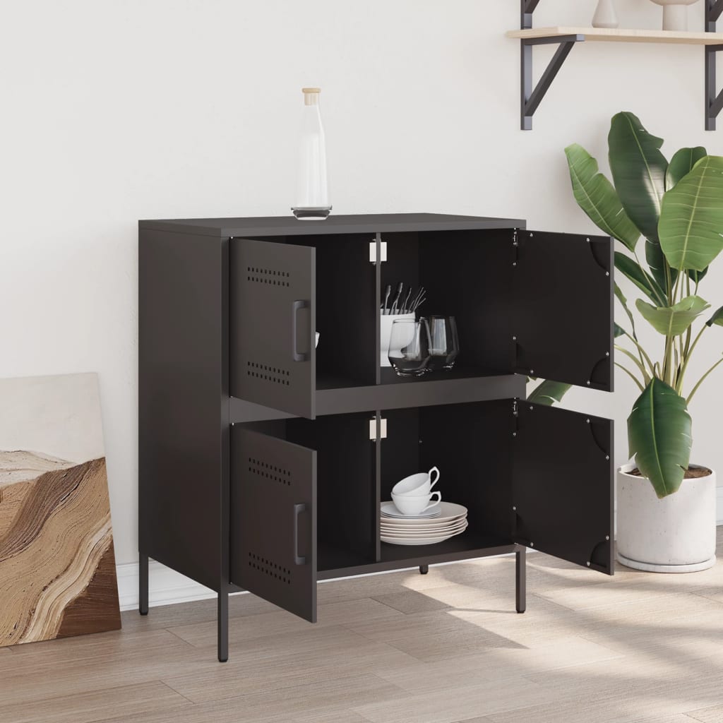 vidaXL Credenza Nera 68x39x79 cm in Acciaio