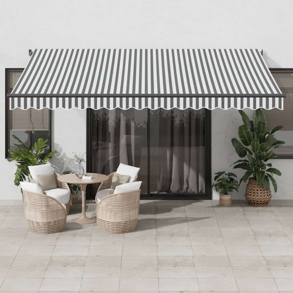 vidaXL Tenda Retrattile Manuale con LED Antracite e Bianco 450x350 cm